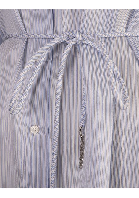 Camicia In Viscosa e Seta Multirighe In Bianco e Celeste FABIANA FILIPPI | CADC02F131H8950000VRU